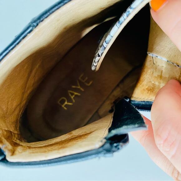 RAYE REVOLVE Black White Two Tone Snakeskin Toe Buckle Ankle Boots Booties 38 - Picture 14 of 15